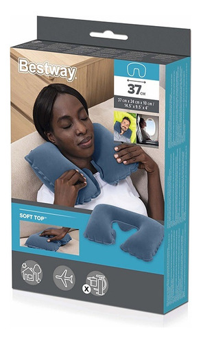 Almohada Inflable Para Viaje Camping Color Azul