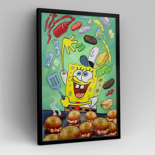 Cuadro Bob Esponja 40x30 Cm C/ Vidrio