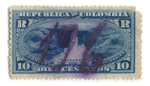 Colombia 10 Centavos Recomendado 1917 Estampilla R 21