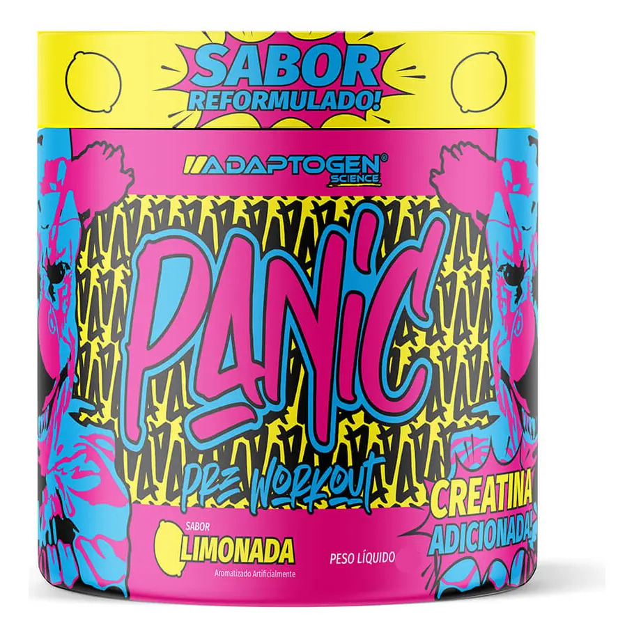 Suplemento Em Pó Adaptogen Science Panic Pré Treino Com Creatina Pote 150g Sabor Limonada
