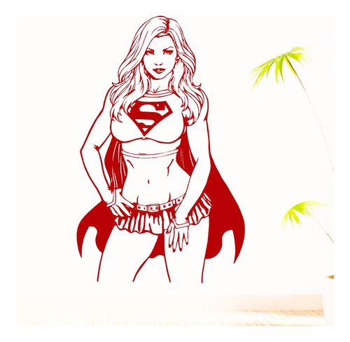 Vinilo Adhesivo Sticker Pared Supergirl Super Chica 52x80cms