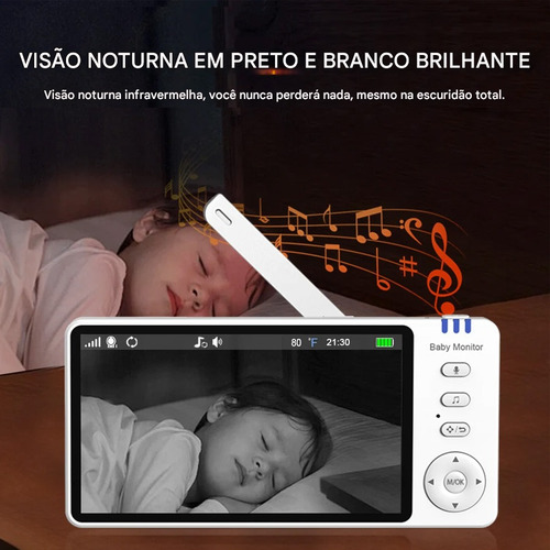 Baba Eletronica Baby Monitor Abm570 Rotação E Canções Ninar