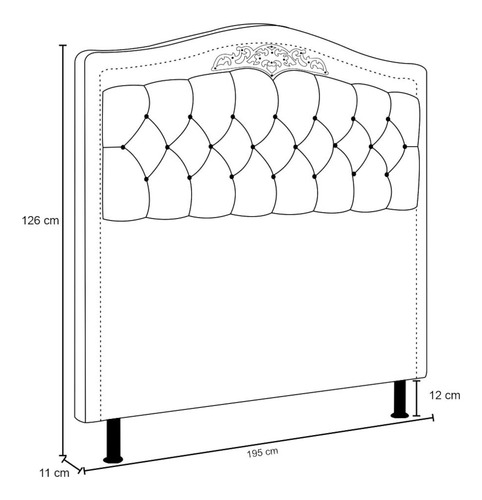 Cabeceira Cama Box Casal King 195cm Com Tachas Imperial Velu