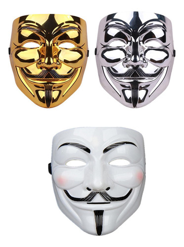 3 Máscaras V De Vingança Anonymous Halloween Festa Fantasia