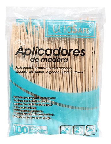 Aplicadores Alfasafe De Madera X 100und