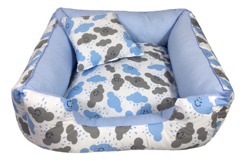 Cama Pet + Almofada P Cachorro Médio - Nuvem Azul