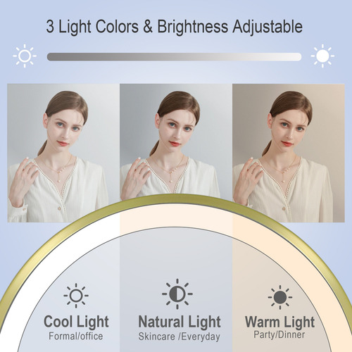 Espejo De Maquillaje Led De Escritorio 8in 1x &10x Agrandar