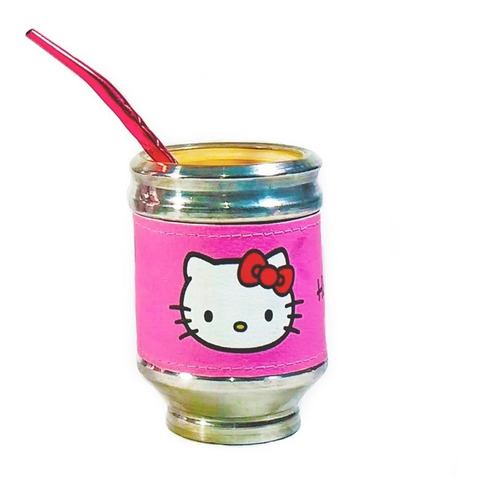Imagen 3 de 7 de Equipo De Mate Completo Hello Kitty Cuero Set Kit Matero