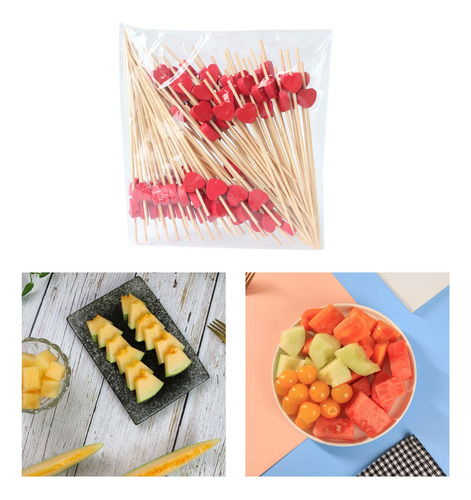 Palillos De Cóctel, Palillos De Aperitivo, Corazón Rojo