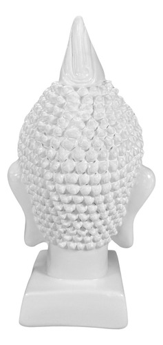 Estatueta Cabeça De Buda Hindu Com Base - Cor Branco