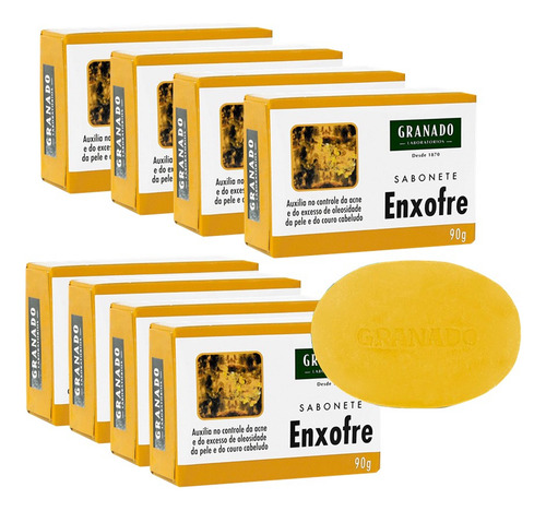 Kit C/8 Sabonetes Em Barra 90g Enxofre Para Acne Granado