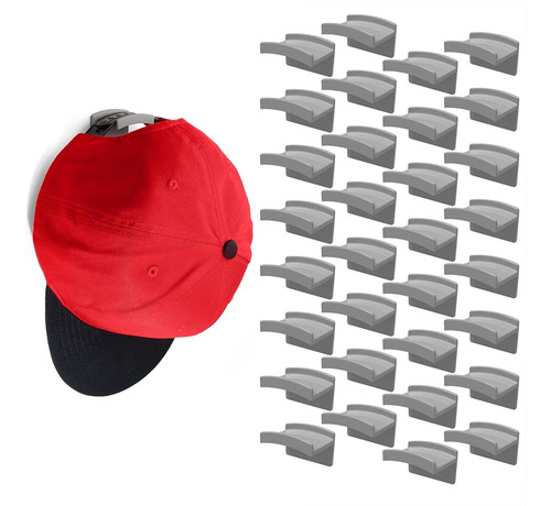 16 Ganchos Adhesivos Para Colgar Gorros Y Sombreros - Gris 