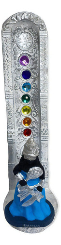 Incensario 7chakras Branco Vertical Iemanjá Negr 22cm Resina