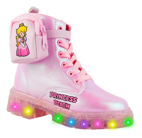 Bota Botin Niña Princesa Peach Luces Led Mario Bros  4100-rp