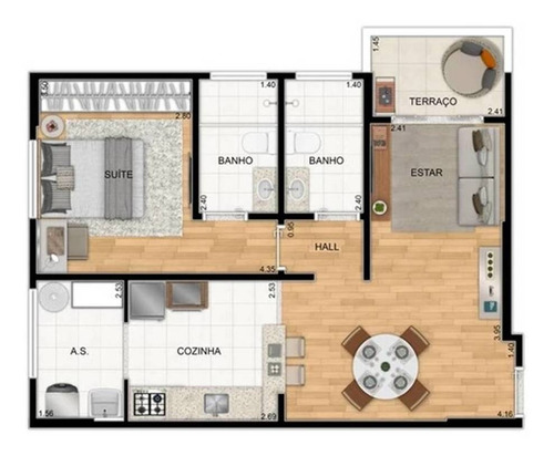 Imagem 11 de 15 de Apartamento, 1 Dorms Com 57.32 M² - Aviacao - Praia Grande - Ref.: Ter72 - Ter72