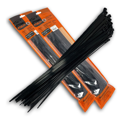 Kit 100 Abraçadeiras De Nylon Preta Foxlux 37cm X 7,0mm