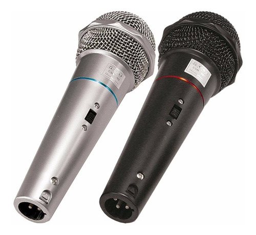 Microfone Karaoke Semiprofissional Csr 505 Vocal Com Fio Par Cor Preto/Prata