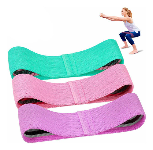 Kit 3 Faixas Hip Resistance Bands Elastico Tensão Exercicios