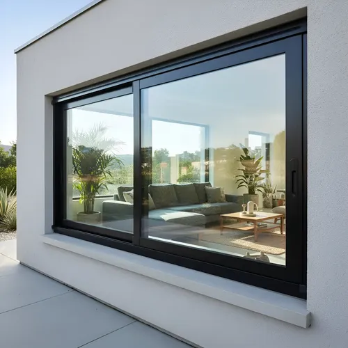 Finished black aluminum sliding window