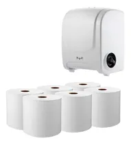 Comprar Dispensador Papel Toalla Rollo Baño 200mts + Toallas Papel Blanco