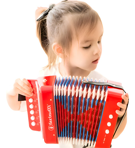 Acordeon Infantil Rojo 7 Botones 2 Bajos Acifro Farinelli
