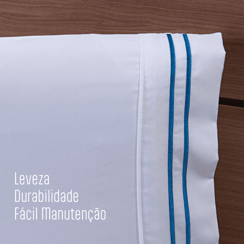 Jogo Cama Solteiro Percal Soft 300 Basic Poliéster Niazitex Cor Índigo