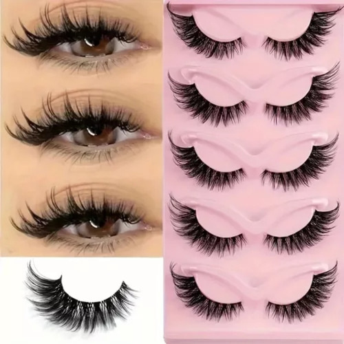 5 Pares De Pestañas Postizas Tipo Ojo De Gato -