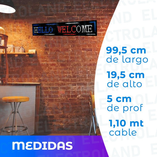 Imagen 7 de 10 de Cartel Led Programable Movimiento Dinamico Multicolor Wifi