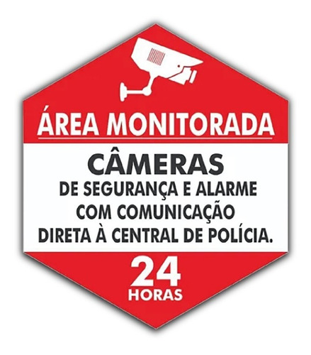 10 Placas Monitoramento 24h Por Câmeras De Segurança 32x28cm