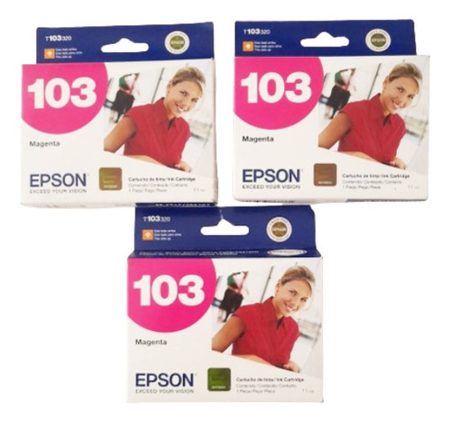 Epson 103 Magenta (t103320) Original Pack De 3 Unidades