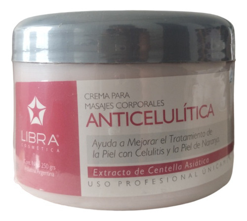 6 Crema Para Masajes Anticelulitica 250gr. - Libra Cosmetica Fragancia Suave