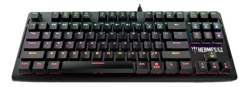 Teclado gamer Gamdias Hermes E2 QWERTY  Brown inglés US color negro con luz de 7 colores