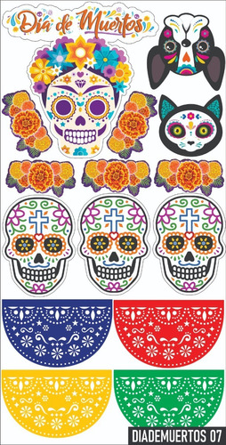 Decoracion Dia  Muertos Viniles Reutilizables A Color Varios