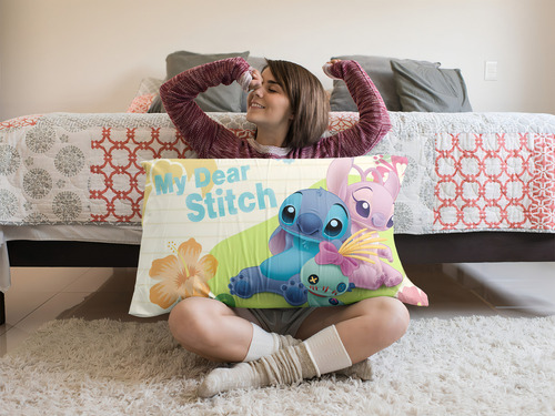 Jogo De Cama 2 Pç Branco Lilo & Stitch Com Ou Sem Elástico Desenho Do Tecido Lençol Com Elástico