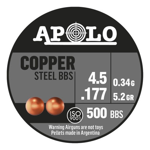 Balines Apolo 500 Esfericos 4.5 Mm Steel Bbs P/ Pistola Co2