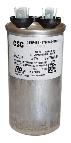 Capacitor Lamina 45uf 370vac De Trabajo Combustible Fluid