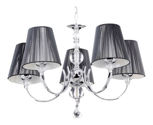 Lustre Cúpula Com Cristal 5 Lâmpadas Luminart Black Friday