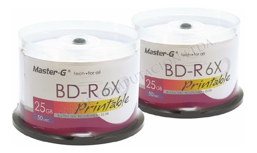 2 X Torta 50 Discos Blu Ray 25gb Imprimibles Master-g 6x