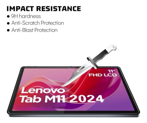 5 Pzas Mica Cristal Templado Para Lenovo Tab M11 2024