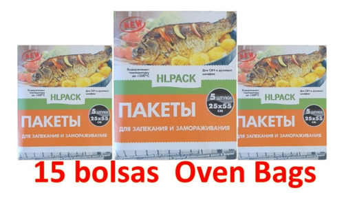 Pack 15 Bolsas Cocinar Pescado Al Horno Oven Bags 25x55cm