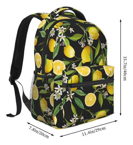 Mochila Para Portátil Con Estampado Floral Y Hojas De Limón Con Forma De A