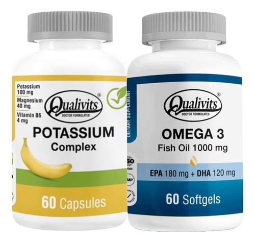 Potasio Complex, Magnesio + Omega 3 X60 Cápsulas - Qualivits Sabor Natural