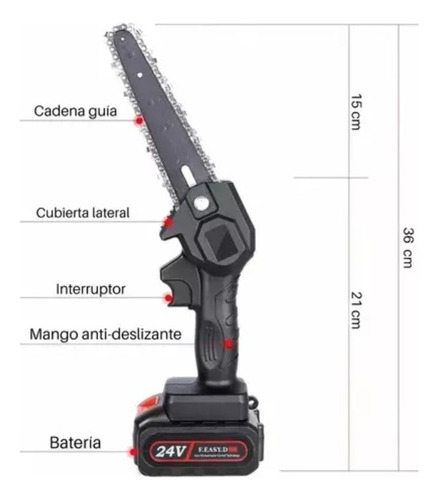 Motosierra eléctrica portátil de 6 pulgadas, batería recargable de mano, bivolt, minimotosierra, herramienta de una sola mano para podar ramas