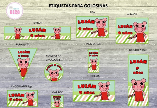Kit Imprimible Piggy Roblox Solo Texto Editable Mercado Libre - personajes letras de roblox para imprimir
