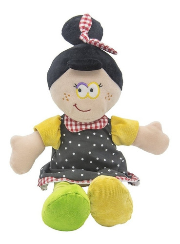 Muñeca 40cm Morocha Rodete Bebé Juguete Peluche Funny Land