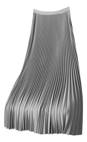 Falda Midi Plisada De Satén De Talla Grande For Mujer