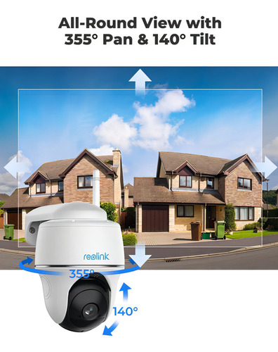 Câmera de segurança externa, energia solar Wi-Fi, cor branca Alexa/Googl
