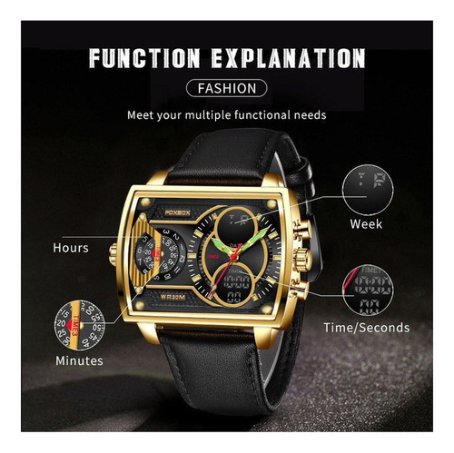 Reloj Electrónico Luminoso De Cuero De Lujo Foxbox