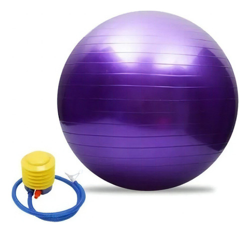 Balón Yoga Pilates Ejercicio. 65cm Con Bomba Inflador 860 Color Morado
