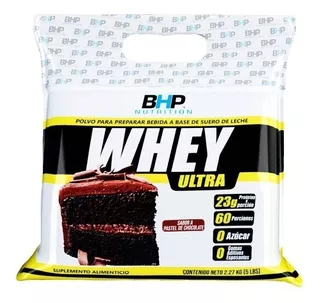 Suplemento en polvo BHP Nutrition Whey Ultra proteína sabor pastel de chocolate en sachet de 2.27kg